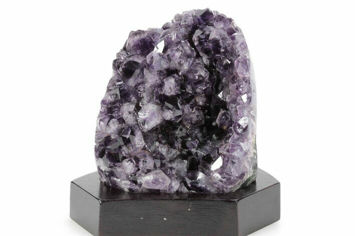 Deep Purple Amethyst Geode With Wood Base - Uruguay #360455